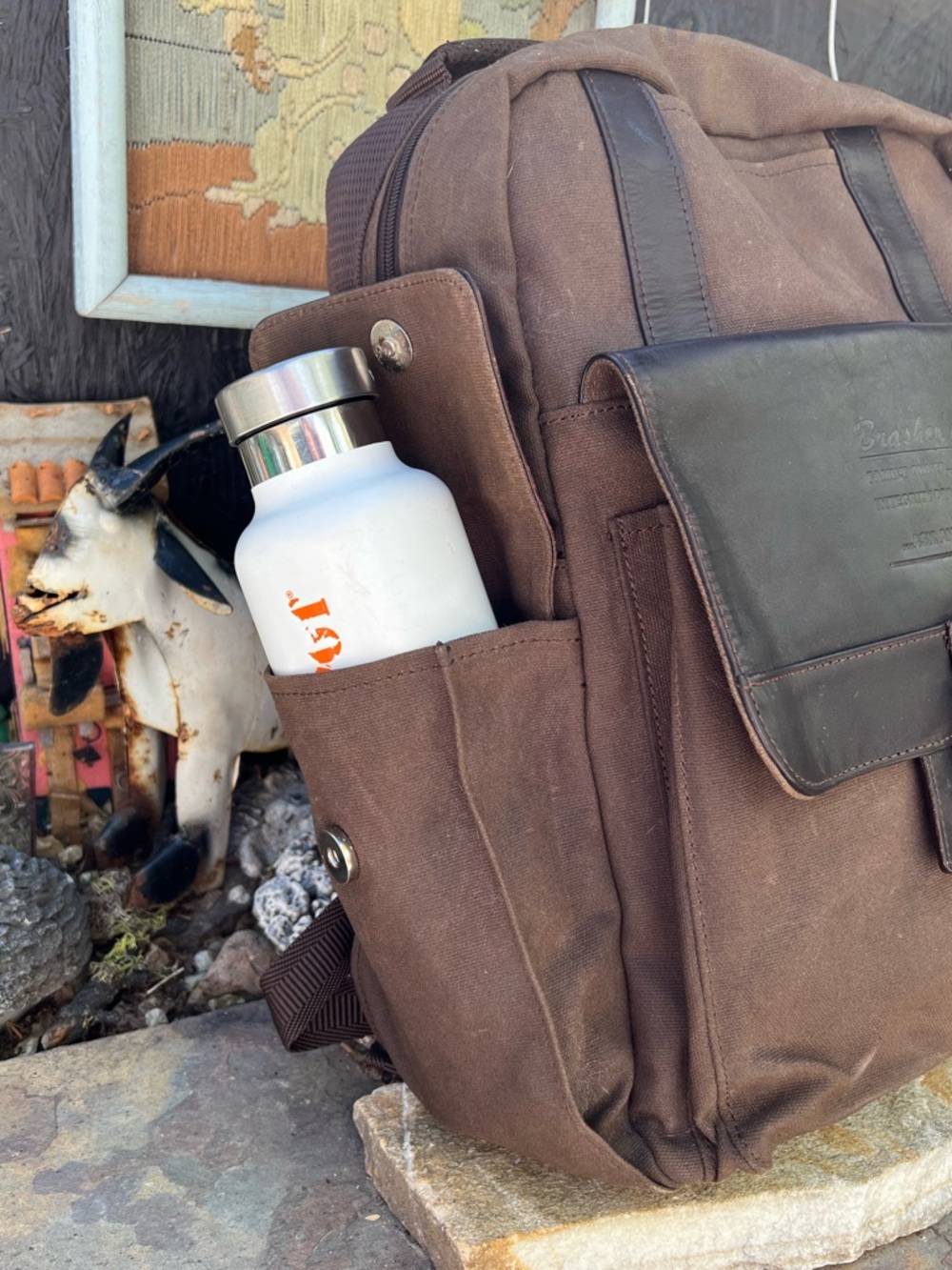 Cutter & Buck Canvas and Leather Backpack. - Picture 4 of 14